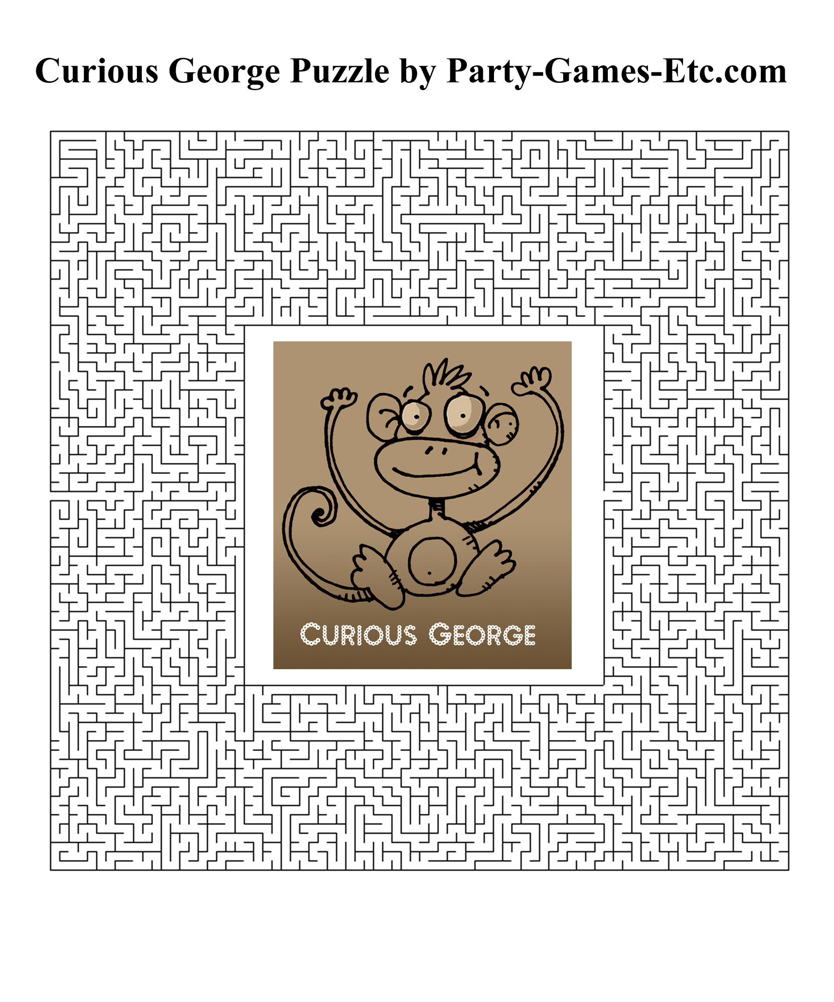 Free Printable Curious George Party Game and Pen and Paper Activity