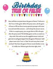 Free Birthday Party Games And Printable Activities For Parties
