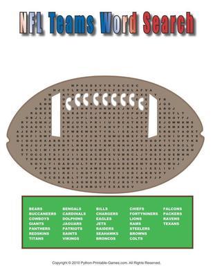 Super Bowl Printable Party Games: Super Bowl Word Search